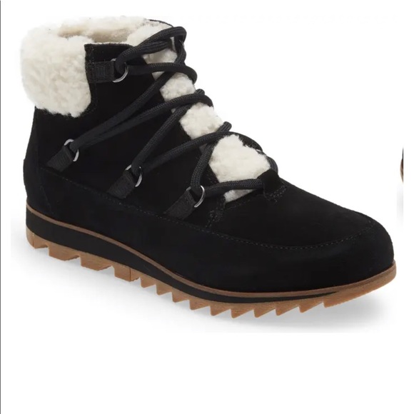 Sorel Shoes - SOREL HARLOW LACE COZY WATERPROOF BLACK SOLE BOOTIE: